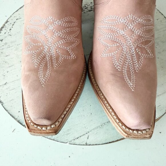 Lane Gallatin Womens Cowboy Boots 8 Pink Cowgirl Western Mid Calf Pointed Toe - Picture 6 of 11